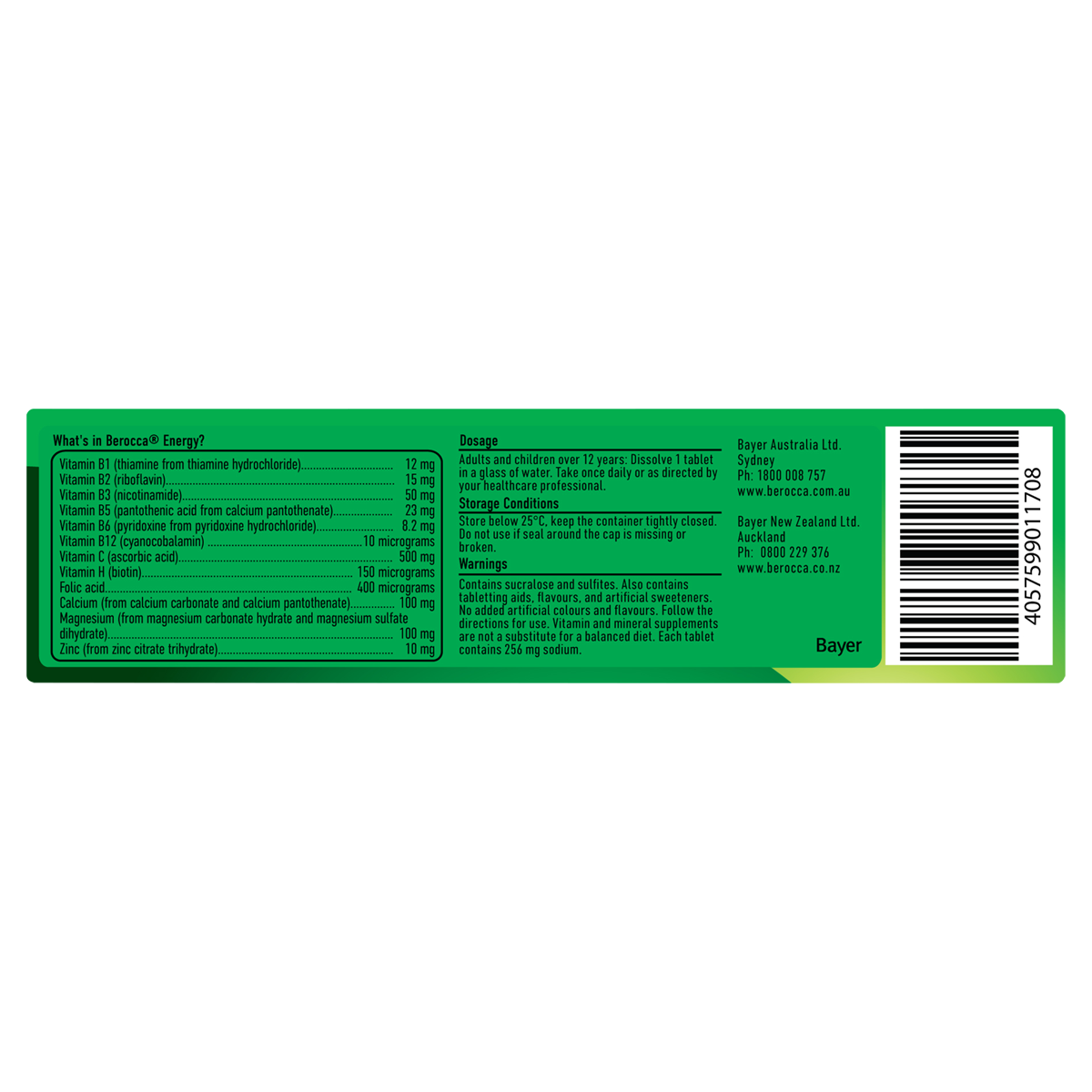 Berocca Energy Strawberry Splash Packshot Back